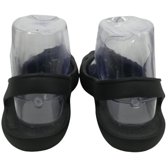 Crocs Malinidi Black Waterproof Peep Toe Slingback Shoes Size 6 Flat Comfort - Picture 3 of 10